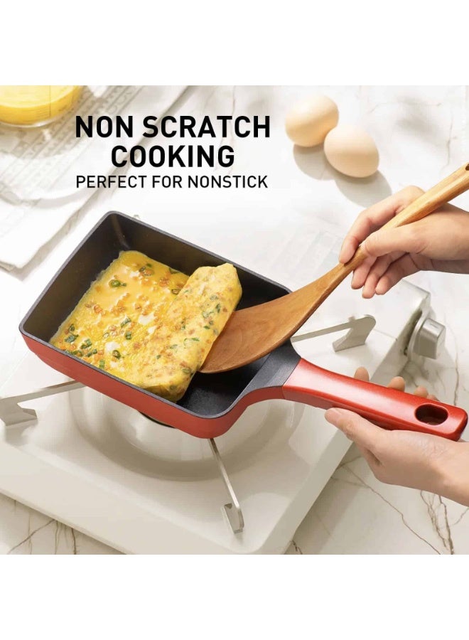 5-Piece Wooden Spoons for Cooking -  Kitchen Utensil Set made of Natural Solid Wood Material - Includes Salad Spoons, Spaghetti Spoon,Slotted Spatula, Salad Fork, Flat Spatula - Image 4